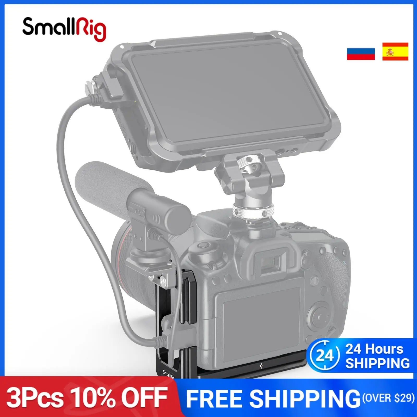 

SmallRig L-образный кронштейн для камеры Canon EOS 90D 80D 70D, быстросъемная опорная пластина Arca + боковая пластина для штатива-2657