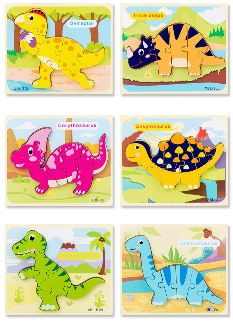 

Toddler Dinosaur 3D Jigsaw Puzzle Toy Wooden Intelligence Jigsaw Board Blocks Educational Toys Preschool Montessori Toys for Boy