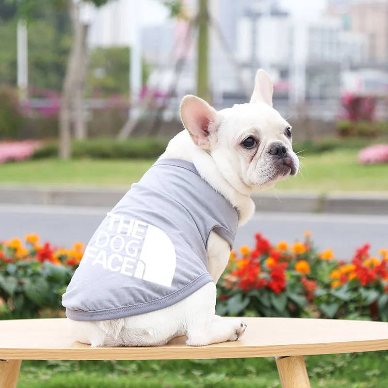 

Dog Face Pet Dog Vest Sweatshirt Spring and Summer Small and Medium French Bulldog Pure Cotton Print Thin T-shirt Puppy Clothes