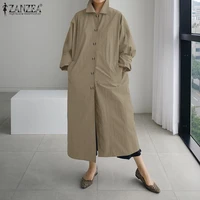 zanzea 2021 stylish thin coats womens spring trench long sleeve lapel long outwear female button jackets casual oversized tunic