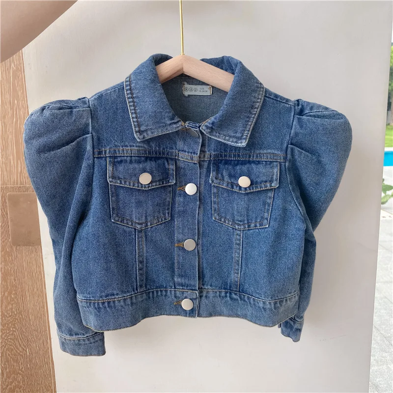 

New Fashion Toddler Kids Baby Girl Denim Tops Puff Long Sleeve Pocket Jacket Spring Autumn Children Girls Clothes
