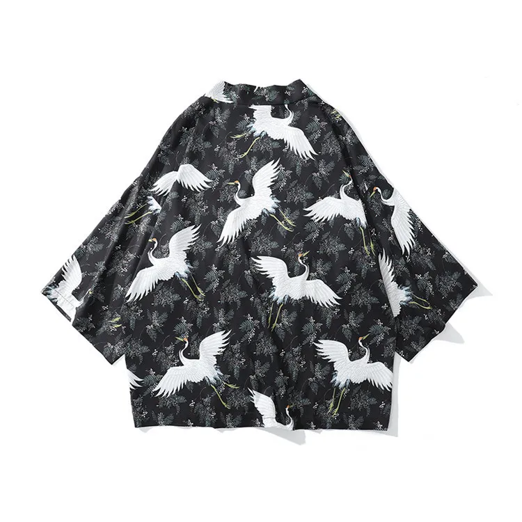 Японские рубашки Kimonos 2019 Plus Size Streetwear с журавлями Yukata Женщины Haori Harajuku Kimono Cardigan Мужская женская азиатская одежда.