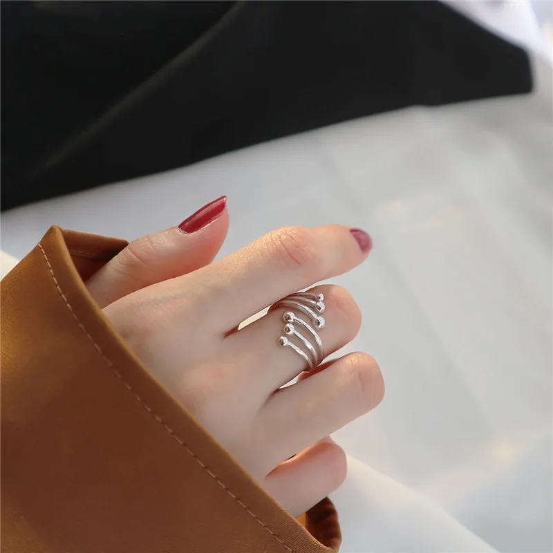 RUIYI реальные 925 пробы серебряные шесть бусины Винтаж геометрический кольца Для