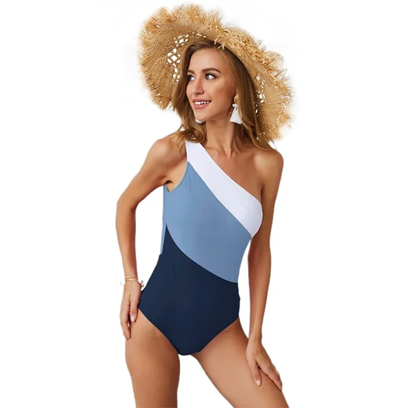 

2021 Summer woman Sexy one Pieces Blue swimsuit Bikini 2021 New Push Up briefs Beachwear breathe Beach swim Suit
