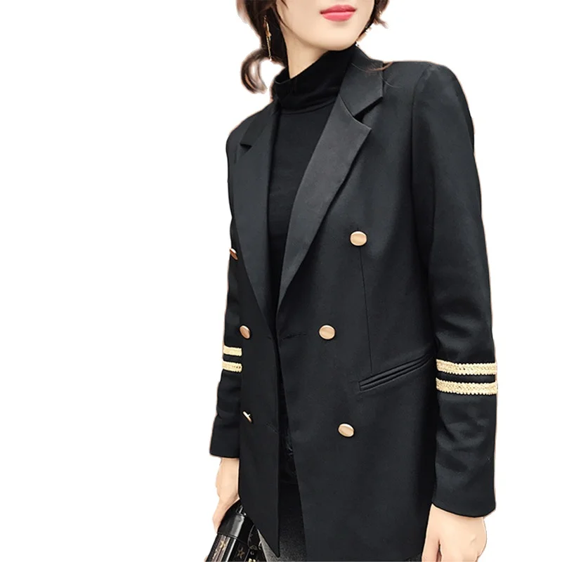 

Korean 2020 Autumn Blazer Feminino Notched Vintage Slim Vadim Women Blazer Chaqueta Mujer Coat Navy Style E Girl Blazer Femme