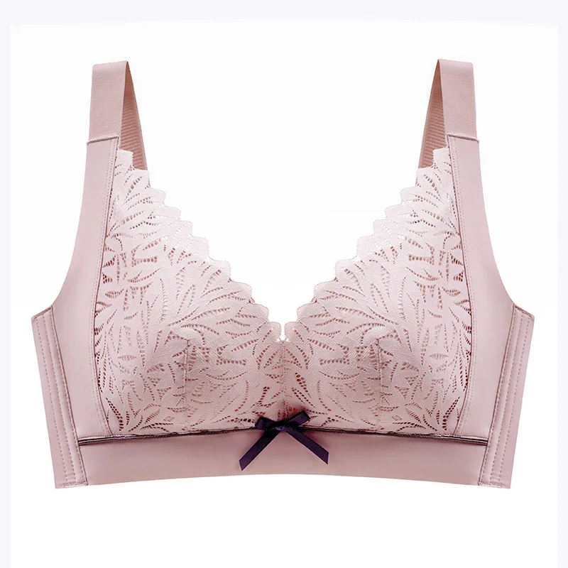 Sostenes de lactancia materna para mujeres embarazadas, ropa interior Sexy con lazo de encaje, sujetador Prenatal, postparto-4