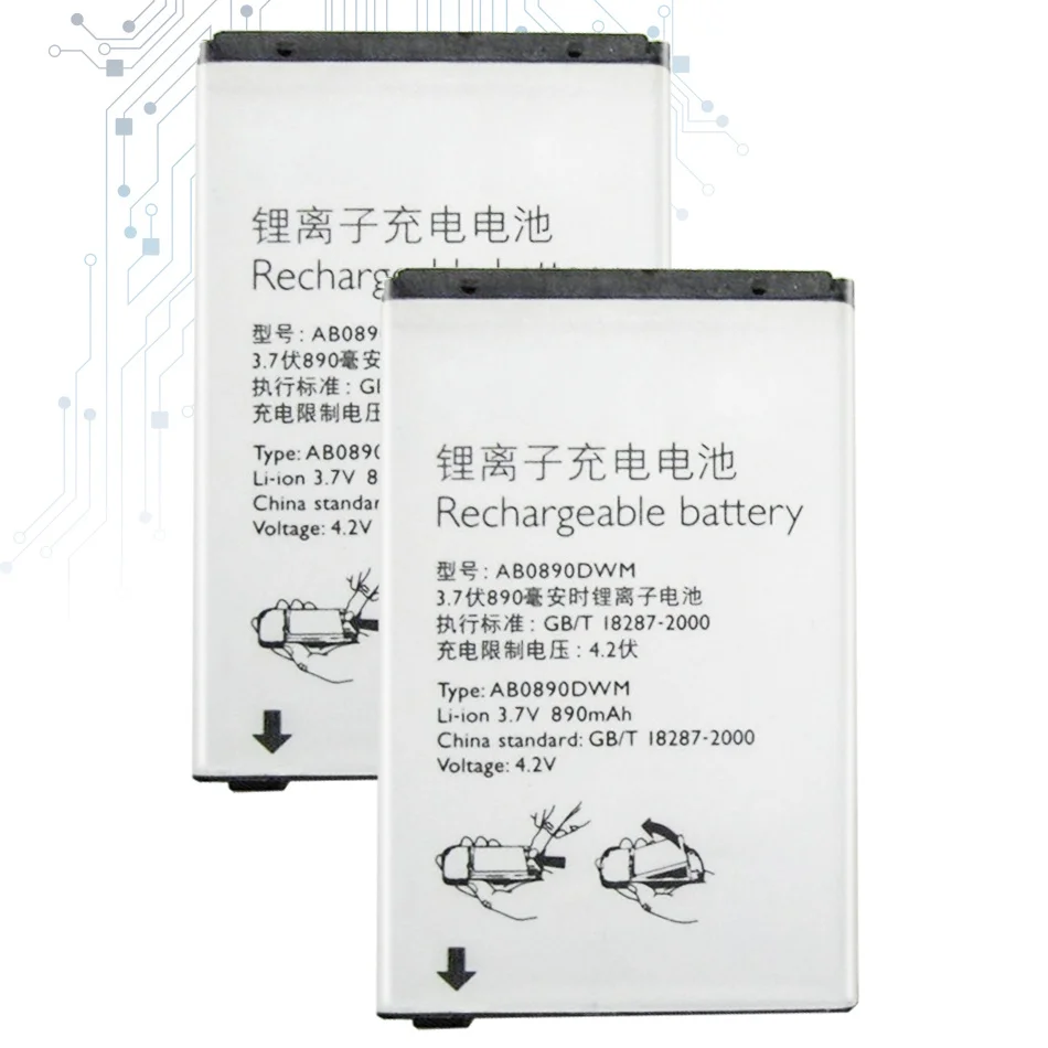 

Аккумулятор AB0890AWM 890 мАч для PHILIPS Xenium 9 @ 9j X520 AB0890EWM DWM AWM мобильный телефон