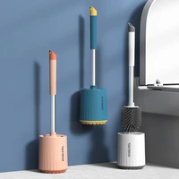 silicone toilet brush with holder set long handled white tpr toilet cleaner brush wall mounted wc toilet bathroom accessories