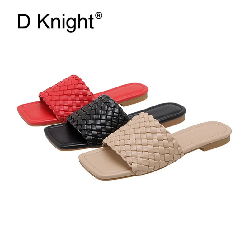 

2020 Summer New Woven Sandals Casual Beach Flast Slippers Shoes Woman Fashion Open Toe Slip On Lady Slides Shoes Sandals Size 40
