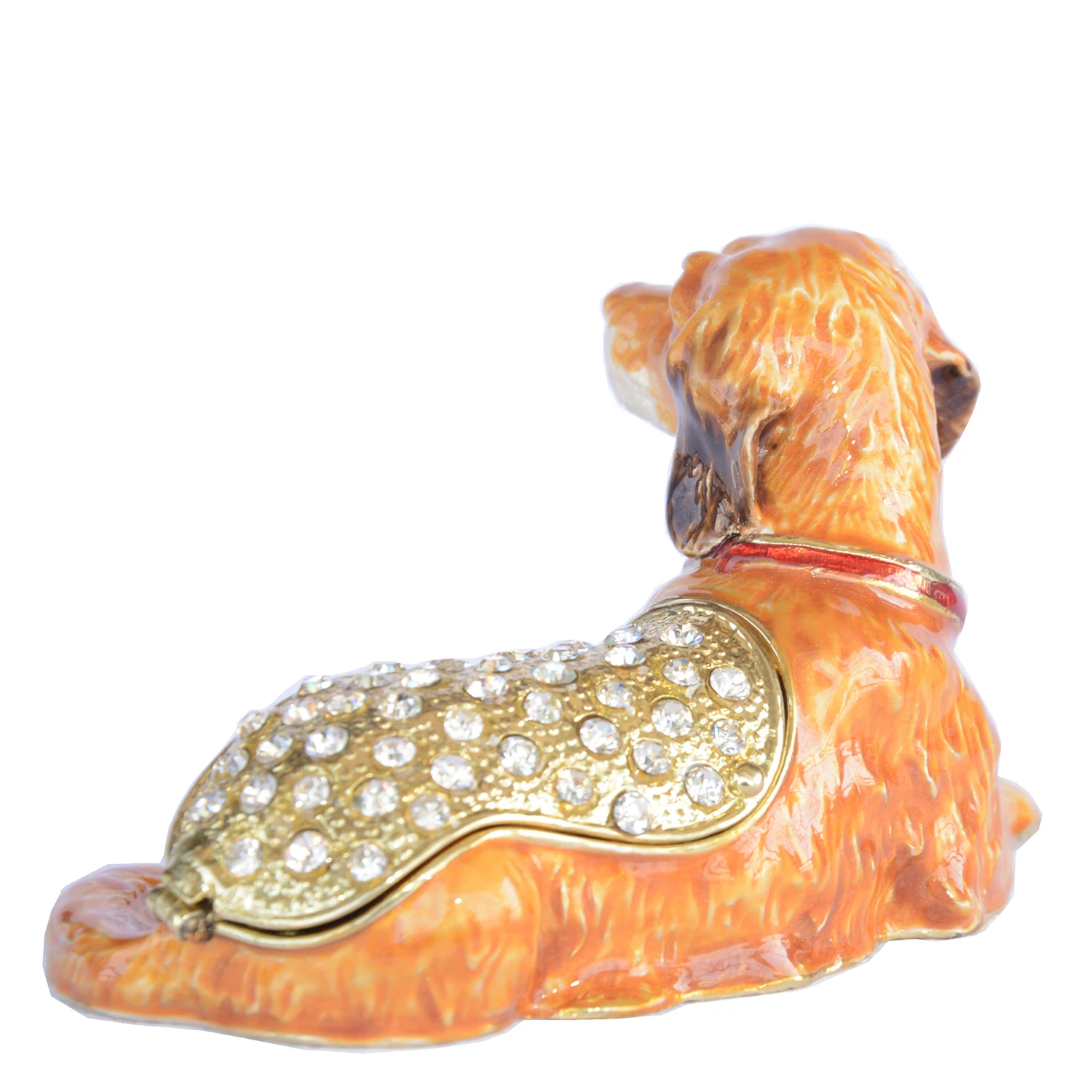 

Rhinestone Dog trinket box bejeweled Jewelry Box pet gift for dog lover Russian faberge box metal craft sourveinir