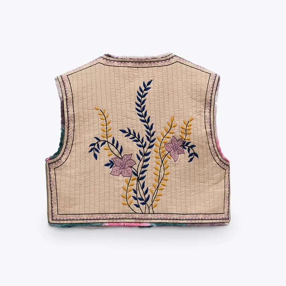 

2021 summer New Fashion Women's embroidered retro cotton sleeveless vest top
