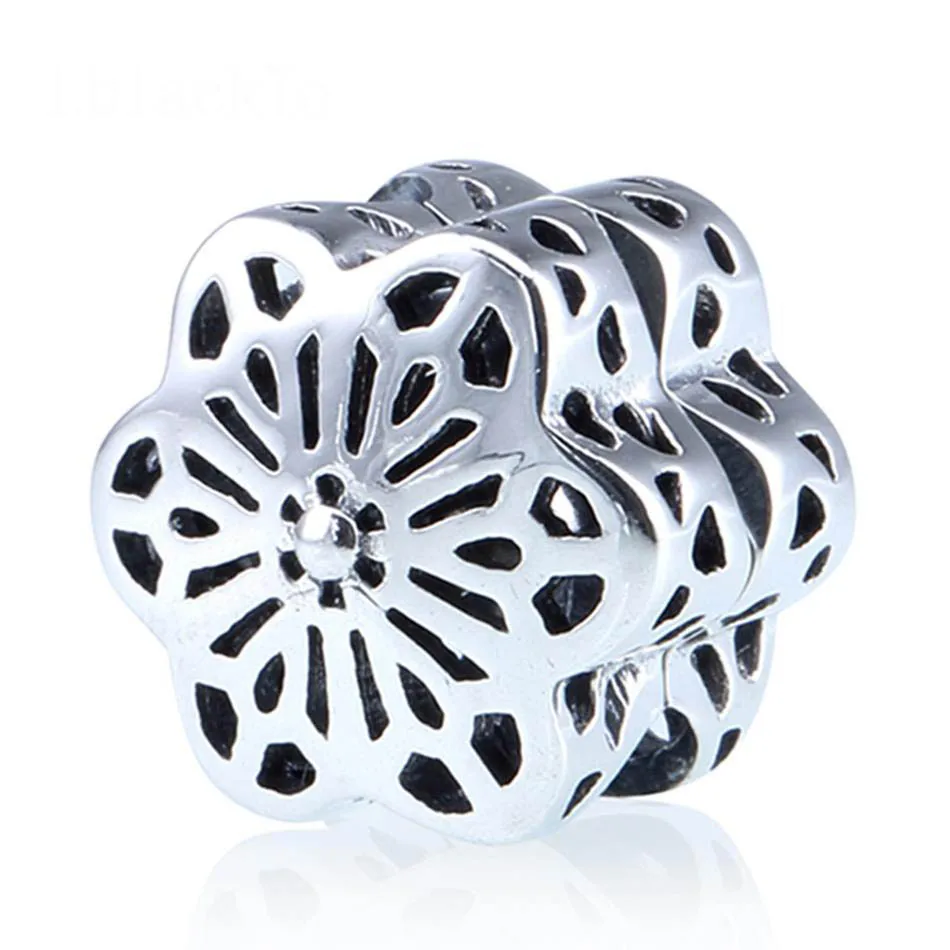 

Authentic S925 Silver Clip Bead fit Lady Bracelet Bangle Floral Daisy Lace Openwork Clip Charms For Women DIY Jewelry