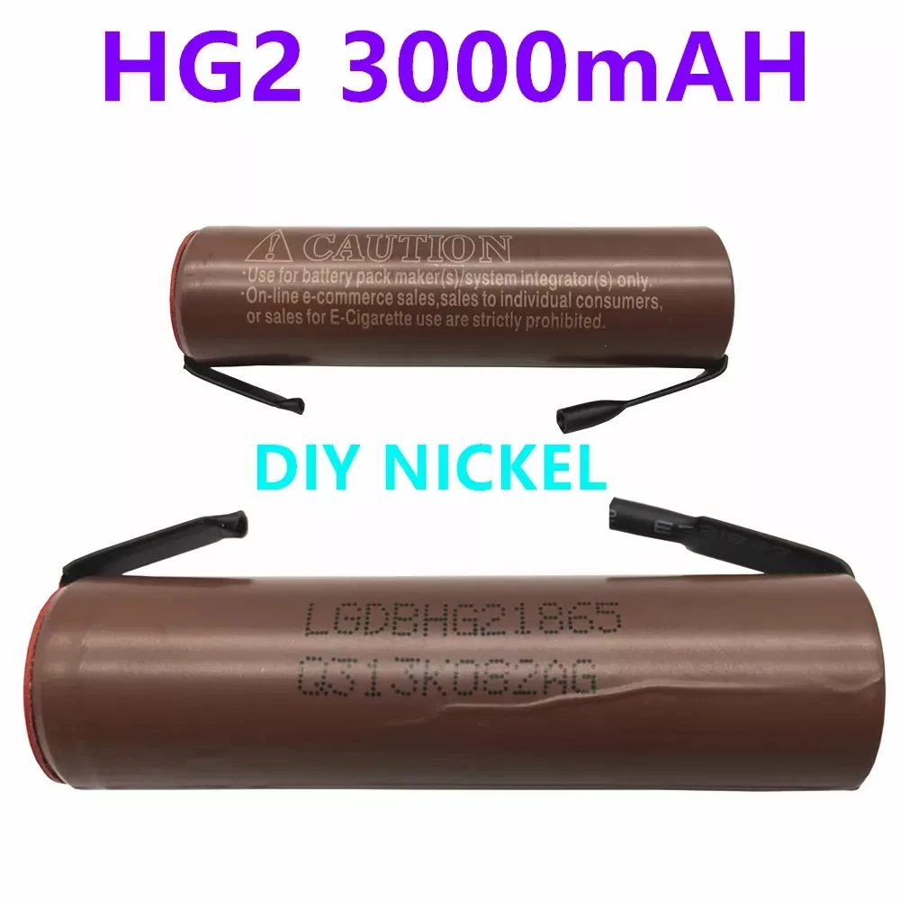 

Original 3.7V 3000mAh HG2 18650 Battery 3.6V 20A High Power Discharge Li-ion Large Current Battery for Screwdriver + DIY Nickel