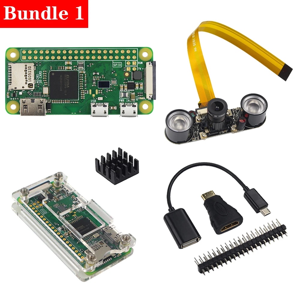 Raspberry Pi Zero W беспроводной комплект с камерой ночного видения 5MP акриловый чехол алюминиевый радиатор для Raspberry Pi 0 W