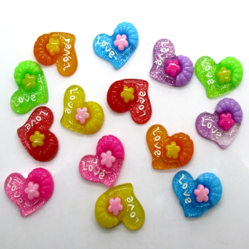 

50pcs Mixed Heart Resin Flatback Cabochon Jewelry Findings Scrapbooking For Jewelry Making Charms Pendants Accessories Diy