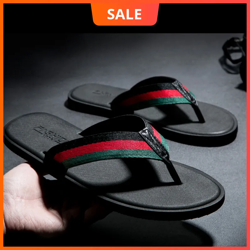 

WEH Male Slippers For Men Flip Flops home shoes Summer beach mens slippers Indoor Or Outdoor sports homme slides men black