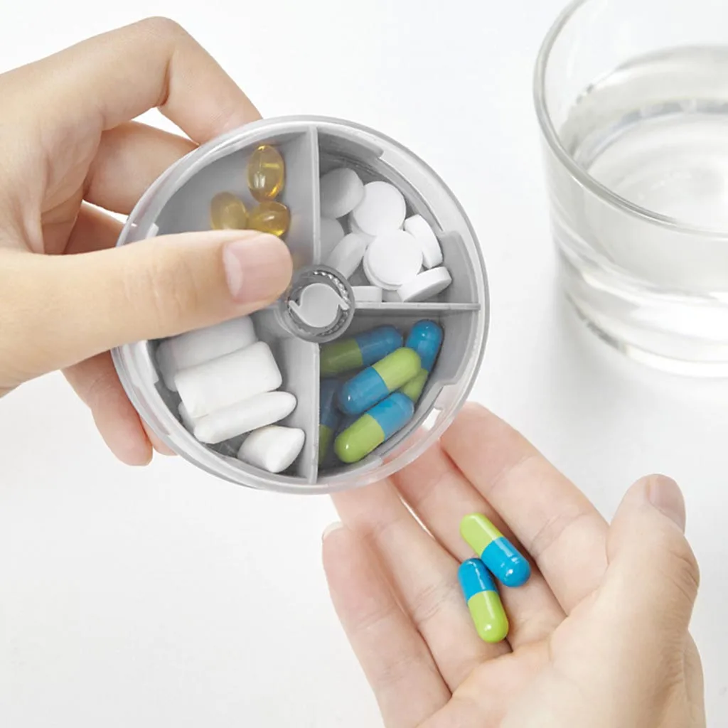 Portable 4 Grids Multi-Divided Transparent Drug Tablet Medicine Storage Holder Mini Pill Container Box Sealed Dustproof | Дом и сад
