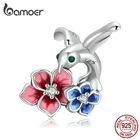 Bamoer подлинное серебро 925 пробы цветущие цветы амулеты птица и цветы из бисера Подходит Серебряный браслет и ожерелье Весенняя коллекция