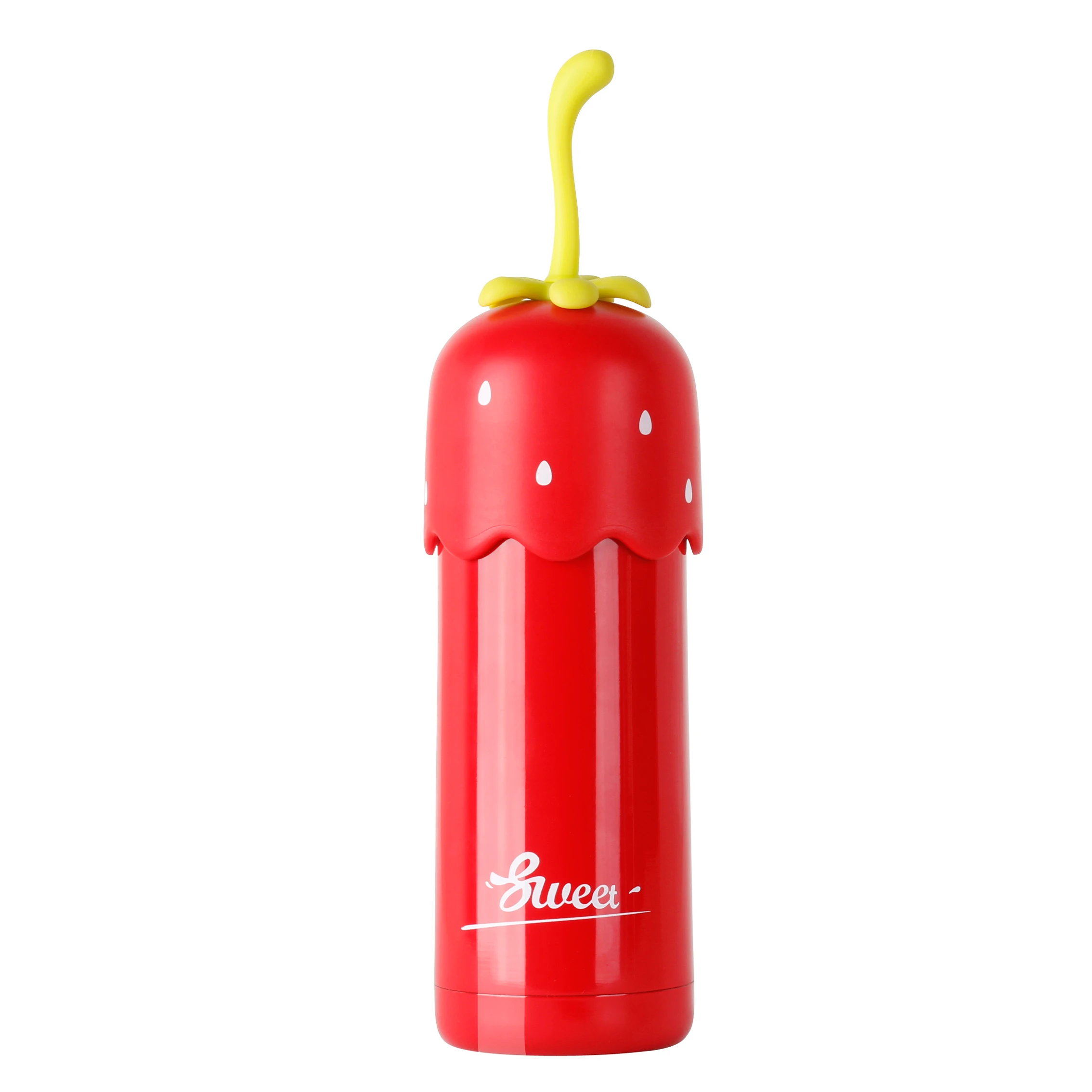 Дешевая Милая кружка клубника из нержавеющей стали вакуумная колба 320