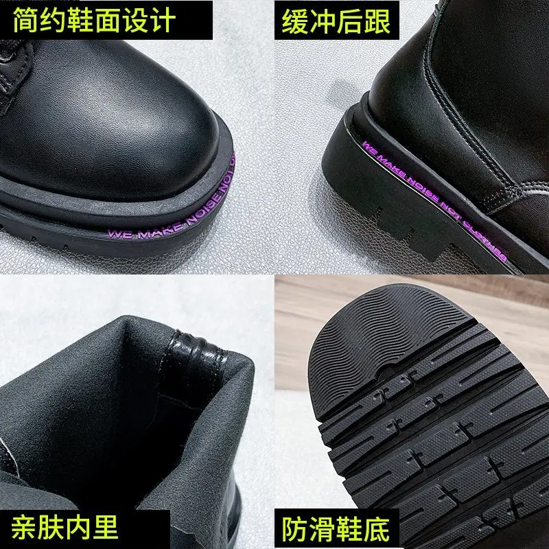 

2020 Spring and Autumn new fashion Martin boots female thick sole square toe breathable knight boots retro joker boots X533