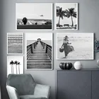 Пальмовый мост, пляжный аэропорт, винтажная настенная живопись на холсте, скандинавские постеры и принты, настенные картины для декора гостиной