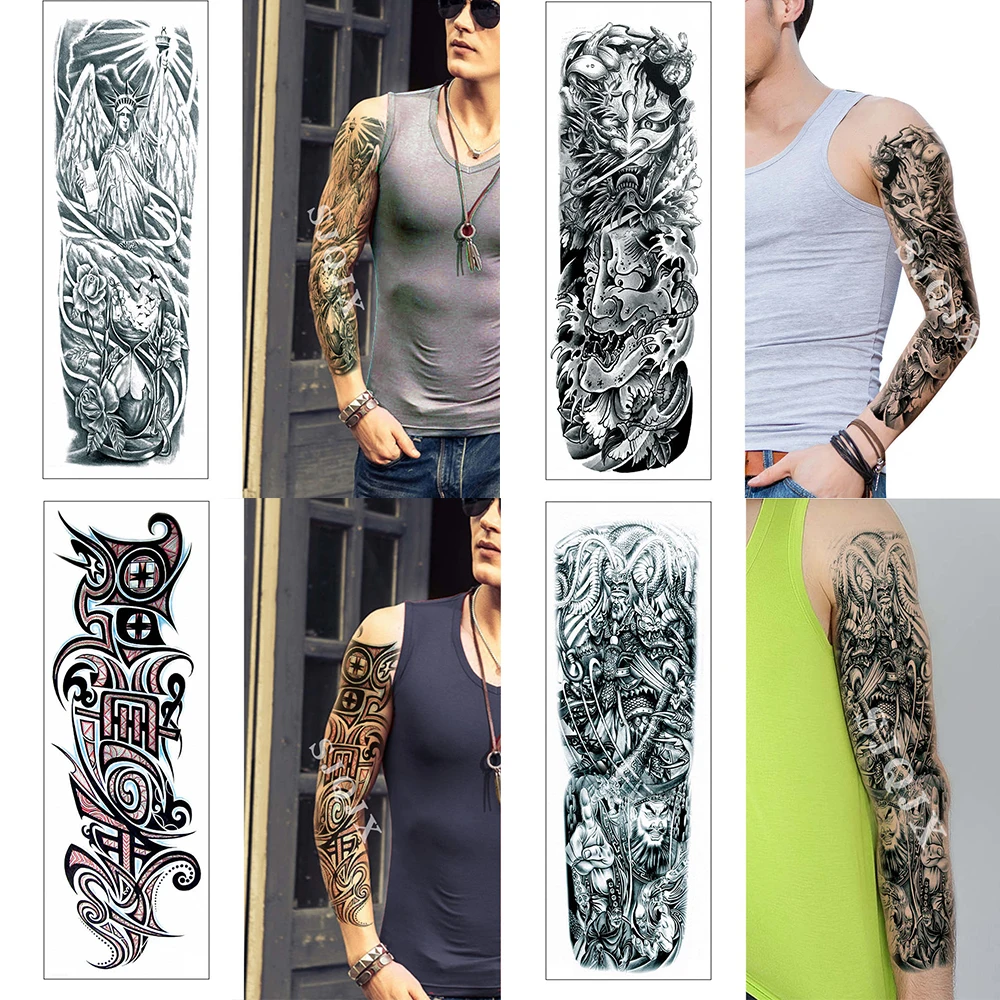 Большая временная татуировка наклейка на всю руку поддельная цветок Тигр