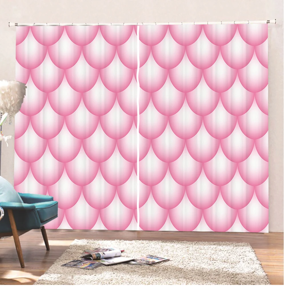 

2 панели затемненные оконные шторы радужные чешуя Русалки оконные шторы для гостиной спальни Мультяшные рыбки весы оконные шторы