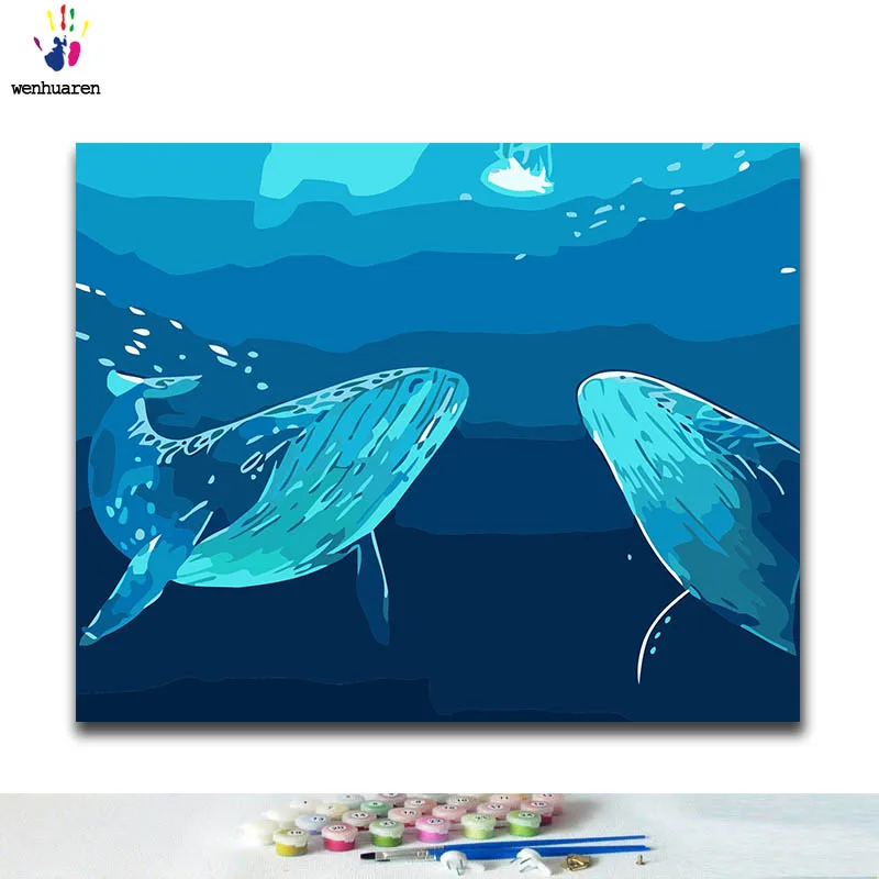 DIY окраска по номерам подводный КИТ картины с комплекты 40x50 защелка|Картины