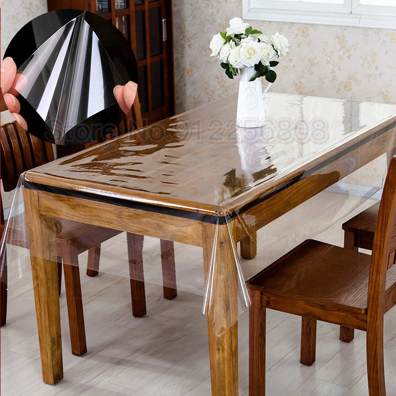 

Round Transparent Round Tablecloth Waterproof Oil-Proof TPU-PU No Wash Soft Home Anti-Scalding Crystal Table Mat Protective Film