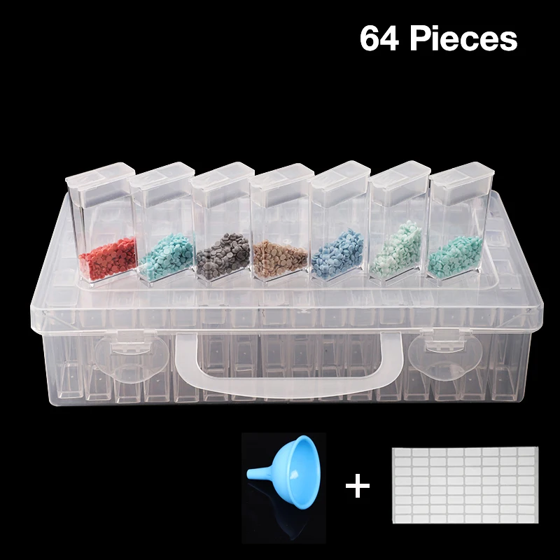 

64 PCS Diamond Painting Tools Beads Container Rhinestone Diamond Embroidery Stone Storage Accessory Mosaic Convenience Box