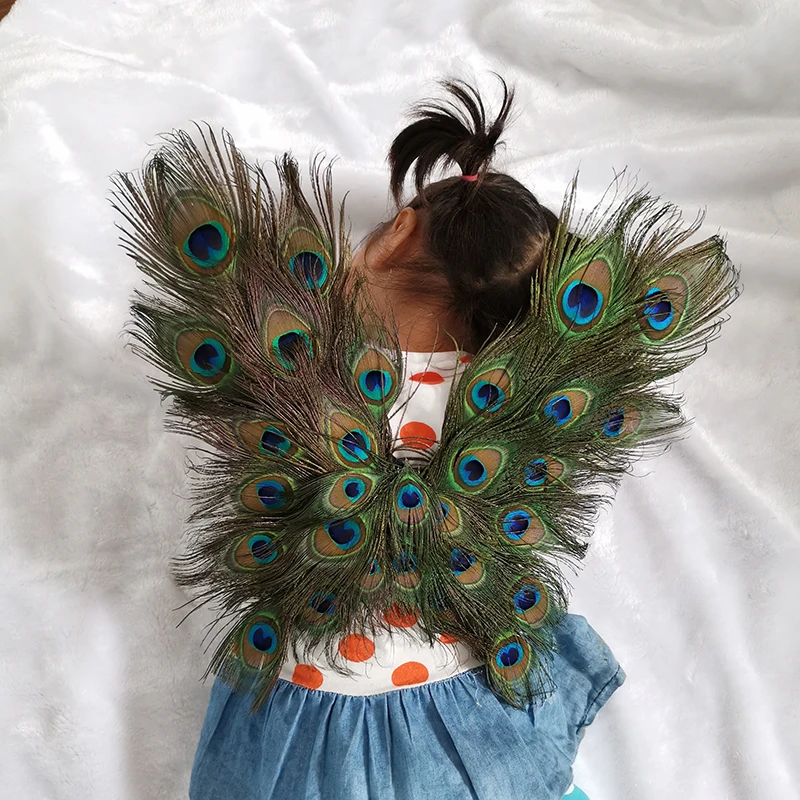 

Estilo de los nios adultos creativo cosplay ala pluma de pavo real alas pasarela club de noche modelo fiesta foto estudio