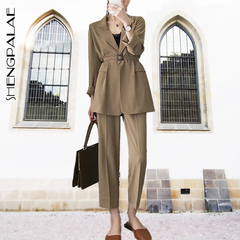 SHENGPALAE 2020 новый весенний комплект из двух предметов корейский отложной воротник