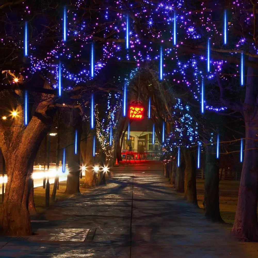 

Waterproof 8 Tube Holiday Meteor Shower Rain LED String Lights For Indoor Outdoor Gardens Xmas Christimas Party Decor Tree