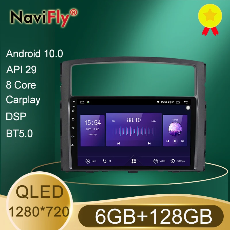 NaviFly 7862 QLED экран 1280*720 Android 10 0 для Mitsubishi Pajero 4 V80 V90 2006 2014 Автомобильный Радио