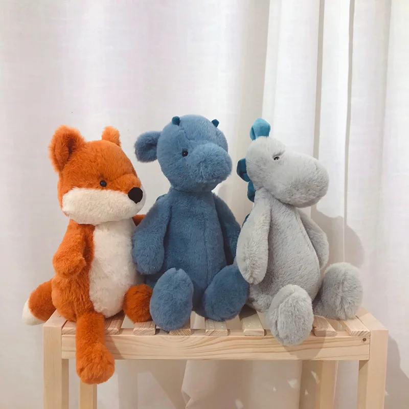 

1pc 30cm Cute Animals Plush Toy Staffed Fox Dinosaur Doll for Kids Baby Kawaii Appease Toy Lovely Birthday Gift for Girls Child
