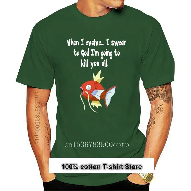 

Camiseta de manga corta con diseño de cuello redondo para hombre, ropa inspirada en I Evolve Magikarp, novedad