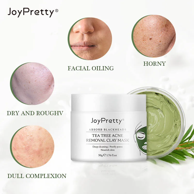 Глиняная маска JoyPretty для лица с зеленым Чайным Деревом удаление черных точек