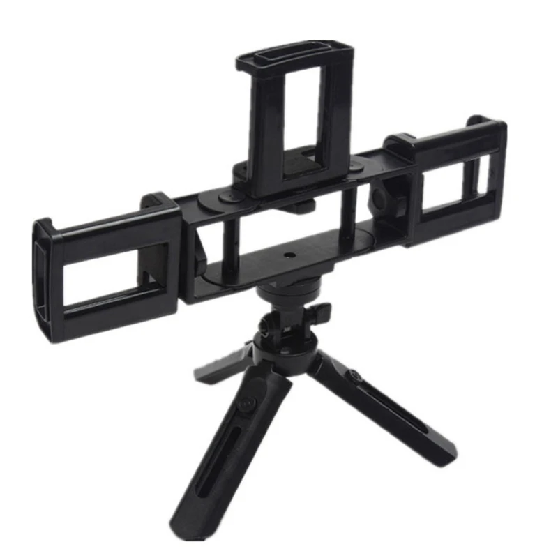 

Creative Phone Holder Desk Stretchable Tripod with 3 Camera Clips Adjustable Angle for Selfie Live Streaming