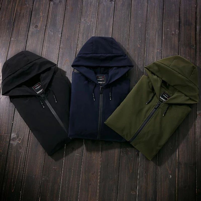 Мужская тонкая куртка с капюшоном Повседневная Студенческая в Корейском стиле