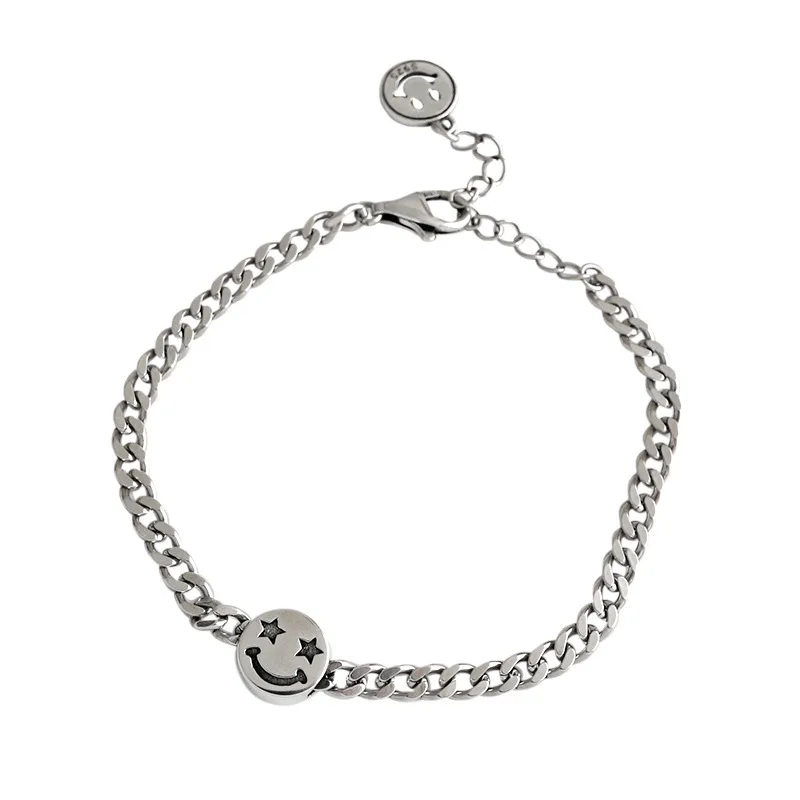 

Хит продаж, Модный женский браслет Smile Face & Star, 100% Стерлинговое Серебро 925 пробы, ювелирное изделие для женщин, подарок на Новый год