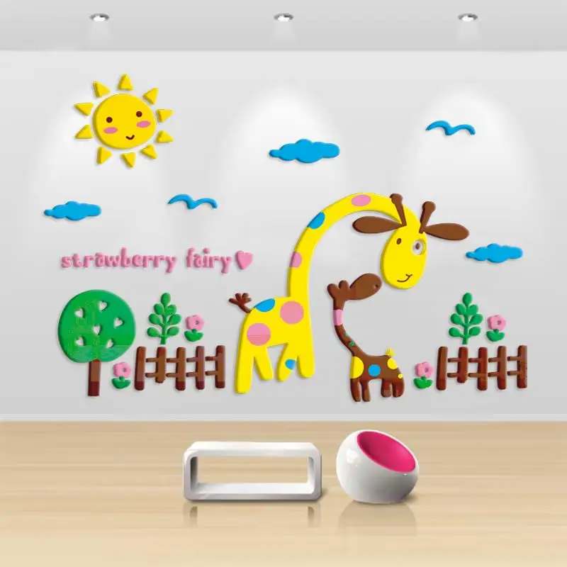 

3D Cartoon Wall Stickers Kids Room Decorative Wall Decals Animal Stickers On The Wall Children Bedroom Wallpaper Home Modern Art