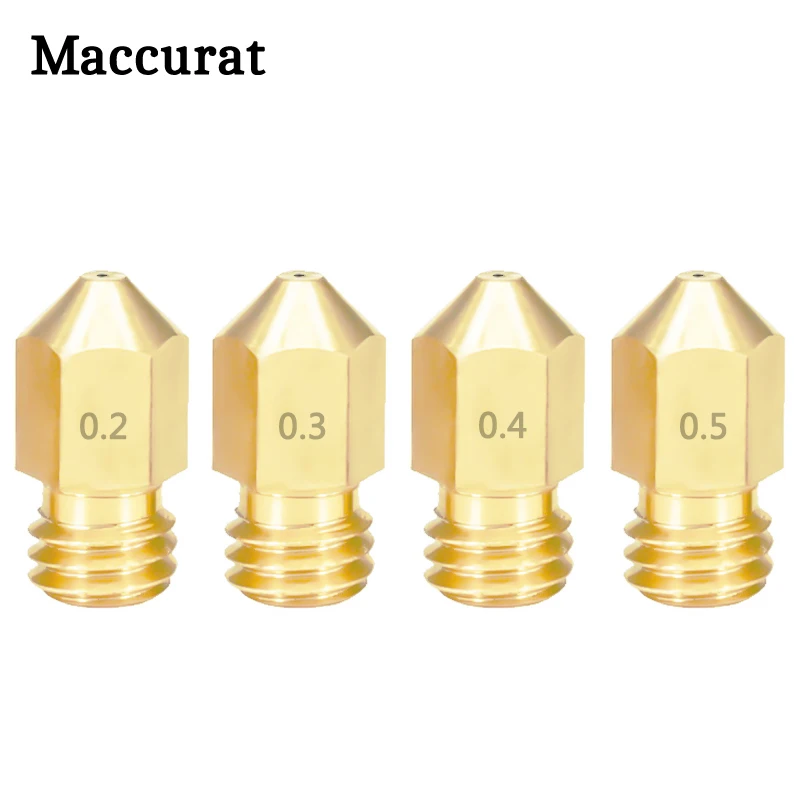 

3D Printer Brass Nozzle 0.2mm/0.3mm/0.4mm/0.5mm Extruder Print Head For 1.75MM MK8 Makerbot CR10 Ender-3 3D Printer Accessories