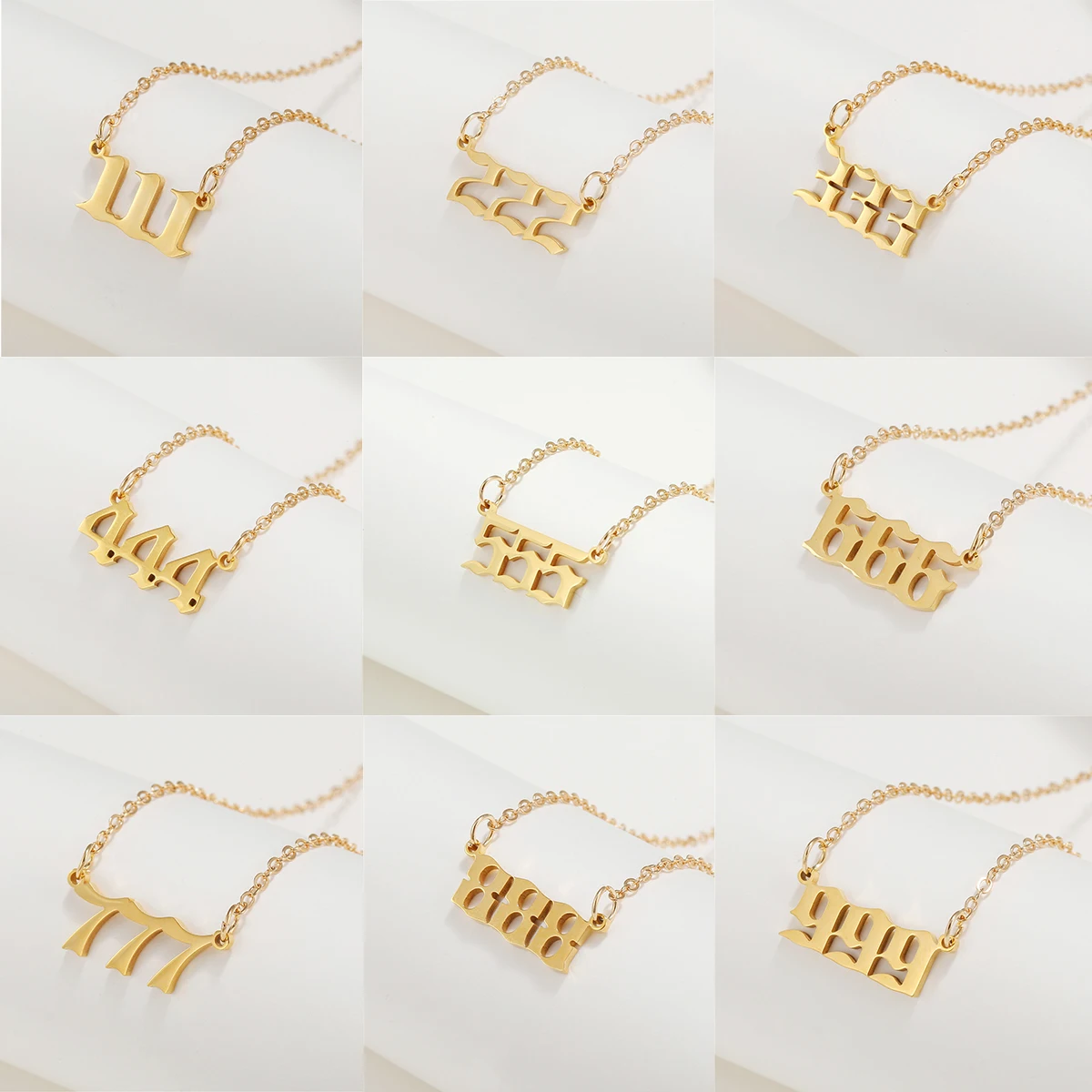 

Ingemark Stainless Steel Angel Lucky Number Necklace 111 222 333 444 555 for Women Men Thin Chain Digital Choker Goth Jewelry