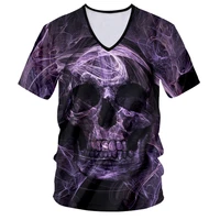ujwi 3d printing v neck t shirts skull oversized t shirt purple harajuku mens clothing hip hop summer streetwear dropship 5xl