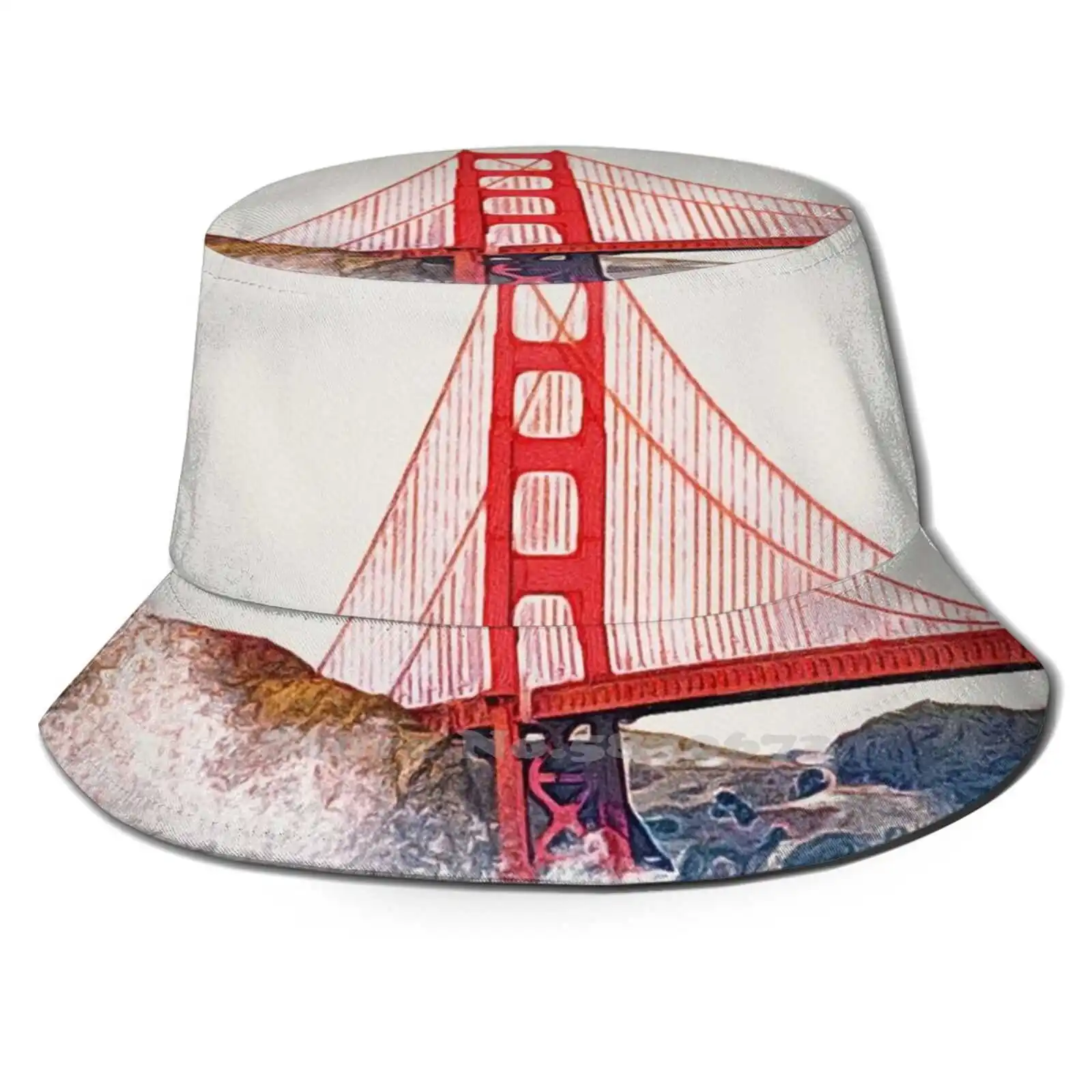

San Francisco Bay Golden Gate Bridge Pacific Ocean Travel Art Outdoor Sun Fishing Hats Golden Gate Bridge San Francisco