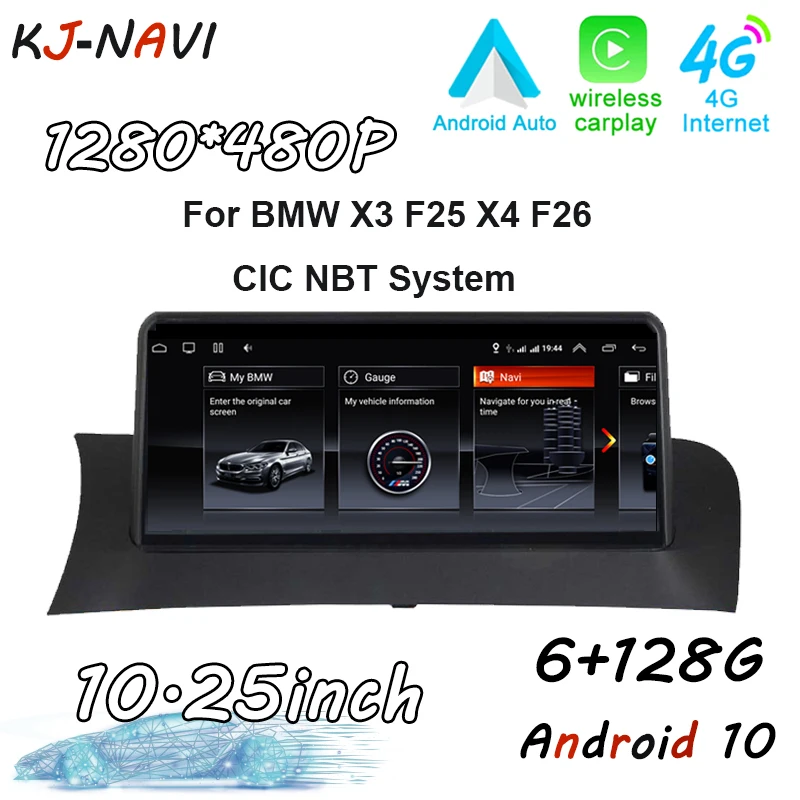 

6+128GB Android 10.0 For BMW X3 F25 X4 F26 CIC NBT System 4G Head Unit Navigation Carplay Car Radio Stereo Player GPS