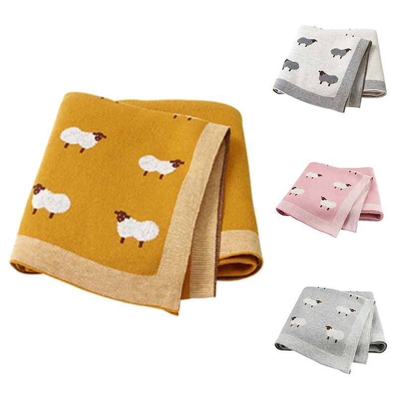 

Knitted Baby Cartoon Sheep Blankets Newborn Bedsheet Stroller Accessories Kids Bath Swaddle Wrap Infantil Bedding