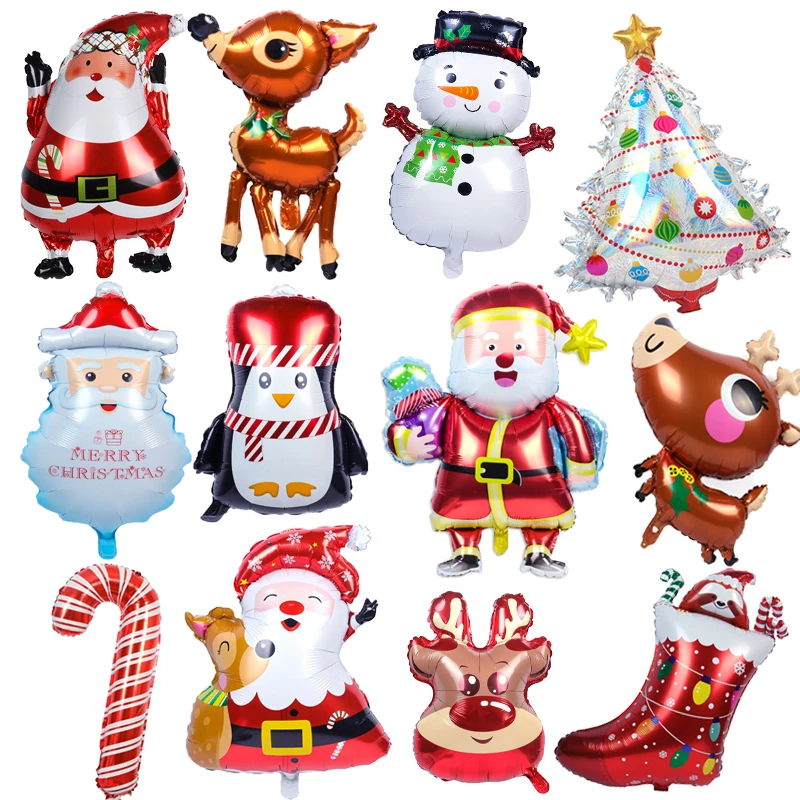 

Christmas decoration foil balloons Santa Reindeer Snowman xmas tree inflatable air Balloon Merry Christmas party ballon navidad