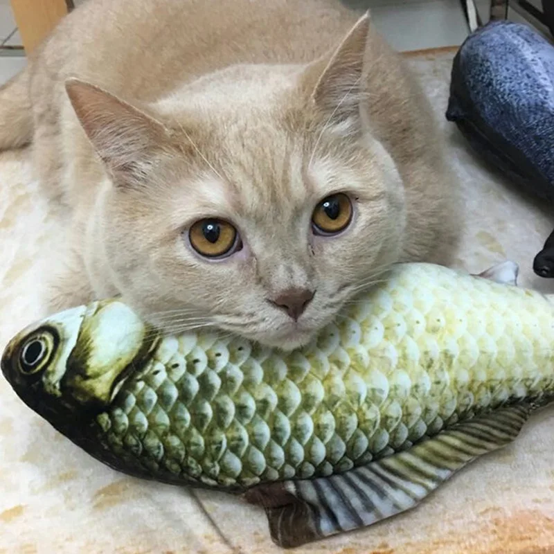 

3D Carp Fish Shape Cat Toy Fish Soft Plush Simulation Grass Carp Stuffed Pillow Doll Gifts Fish Catnip Molar Toys Pet Supplies