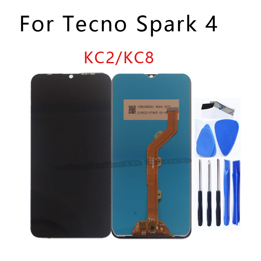 

6.52" For Tecno Spark 4 KC2 LCD Display Glass Touch Screen Digitizer Assembly Replacement Phone Repair kit For Tecno Spark4 KC8